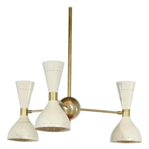Mid Century 1950s Stilnovo Hourglass Italian Chandelier - 3 Arm 6 bulb socket - Picture 1 of 7