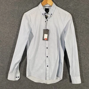 YD Shirt Mens 3XS Blue White Slim Fit Button Up Collar Formal Office Adult NEW R - Picture 1 of 13
