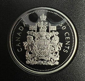 Pièce de 50 cents en argent épreuve du Canada 2002 - Belle sans tonification !! RARE DOUBLE DATE !
