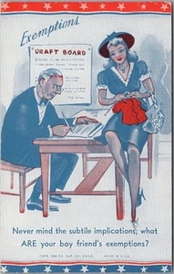 1941 FUNLAND Seaside Ore. Arcade Card Military Postcard "Exemption" Draft Board - Imagen 1 de 2