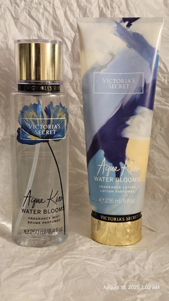 Victoria's Secret AQUA KISS Water Bloom Set Lotion & Fragrance Mist 8 fl oz each - Image 1 of 2
