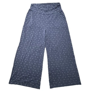 Toad & Co Pants Women M Chaka Wide Leg Pull On Floral Print Crop Pockets Blue - Picture 1 of 10