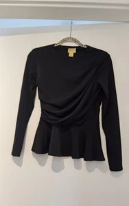 Shirt, Oberteil Festlich Schwarz Langarm Mit Raffung Und Schösschen Größe 36 - Bild 1 von 7