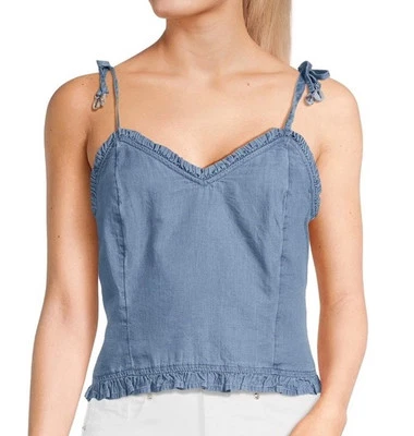 Camiseta sin mangas estilo Y2K correa de espagueti cambray peplum talla grande nueva con etiquetas Foto 1 de 4