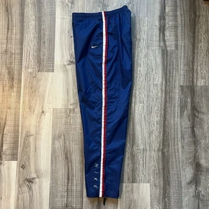 Vintage Nike Hose Damen M Navy Zip Kordelzug Track Windbreaker Jogger 90s Black Tag - Bild 1 von 13