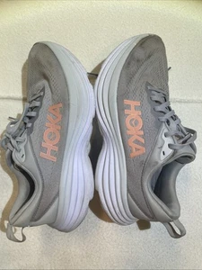 Hoka One One Bondi 8 Women's Size 7.5 Gray Pink Athletic Sneakers Athleisure - Picture 1 of 9