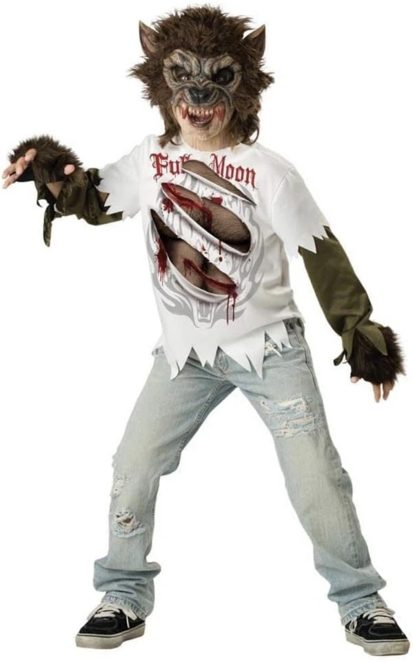 Werewolf Child Costume (Size 14 Top, Mask, And Gloves) - Image 1 of 4