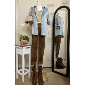 Neu mit Etikett - Zara Damen Skinny Kunstleder Stretch Hose, braun - Größe S - Bild 1 von 16