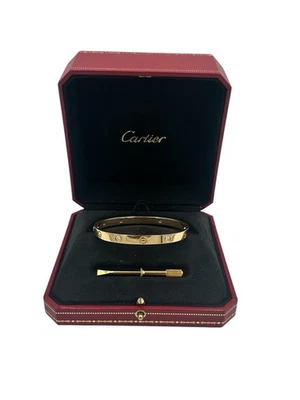 Cartier любовь браслет, классическая модель с четырьмя бриллиантами, 18K розовое золото, размер 19 - Изображение 1 из 4