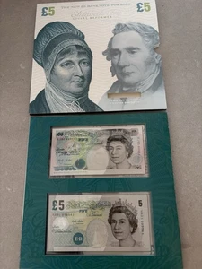 2002 Limited Edition New £5 Bank Note Set Elizabeth Fry EJ90 HAO1 Prefix Ltd 999 - Bild 1 von 8