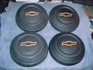 Chevy C-10 1967-68 Truck 10.5" Dog Dish Bowl Hubcap SET (4) Black Slum NUB Caps - Picture 1 of 7