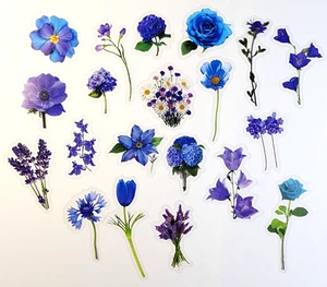 Blue Violet Flowers Spring Acetate Embellishments 20 pcs - Picture 1 of 4