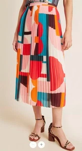 Anthropologie Maeve 2 Aurelia A-Linie Midi Faltenrock Bunt Preppy Boho - Bild 1 von 4