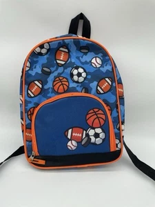 Kids Backpack Sports Ball Orange/Navy with School Supplies- New - Picture 1 of 9