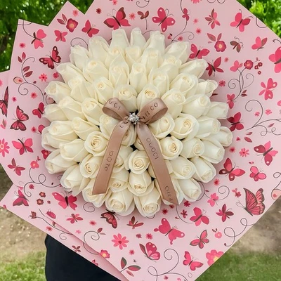 Butterfly Design Bouquet Wrapping Paper -20 Sheets (22x22”)  Floral Arrangement - Image 1 of 3