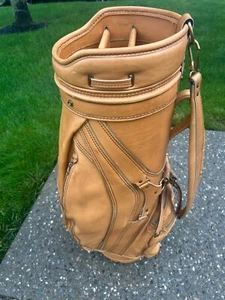 BURTON SOFT LEATHER GOLF BAG TAN VINTAGE - Picture 1 of 21