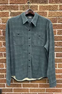 Camicia da lavoro uomo RRL Ralph Lauren ottomana grigia stampa spessa a quadri grande L - Foto 1 di 3