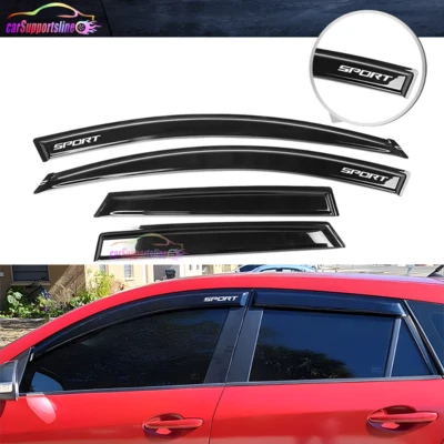 Fits 10-13 Mazda 3 Hatchback Window Visor Vent Rain Shade Guard w/ White SPORT - Imagem 1 de 4