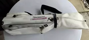 Vintage Browning Golf Bag Leather White + Hood 4 Pockets 6-Way Divider + Strap - Picture 1 of 17