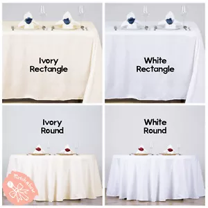 10 pcs Polyester Tablecloth Bulk for Party Choose White Ivory Round Rectangle - Picture 1 of 4