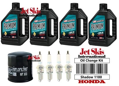 For Honda Shadow 1100 Ace Spirit VT1100 Sabre Oil Change Kit NGK Plugs & Filter - Image 1 of 2