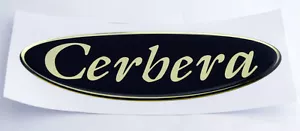 Insignia autoadhesiva efecto negro y dorado TVR Cerbera gel abovedado 116x38 mm - Imagen 1 de 1