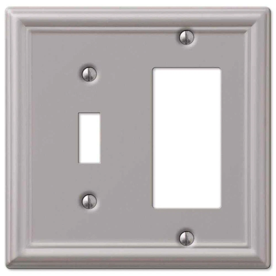 Amerelle 149TRBN Chelsea 1 Toggle & 1 Rocker-gfci Wall Plate Brushed Nickel