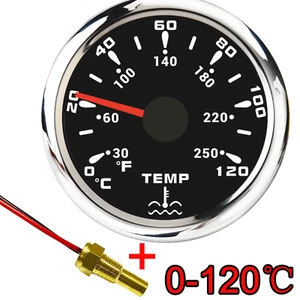2" 52mm Water Temp Gauge 7 Color LED 0-120℃ with Sensor For Car Boat Truck ATV - Picture 1 of 12