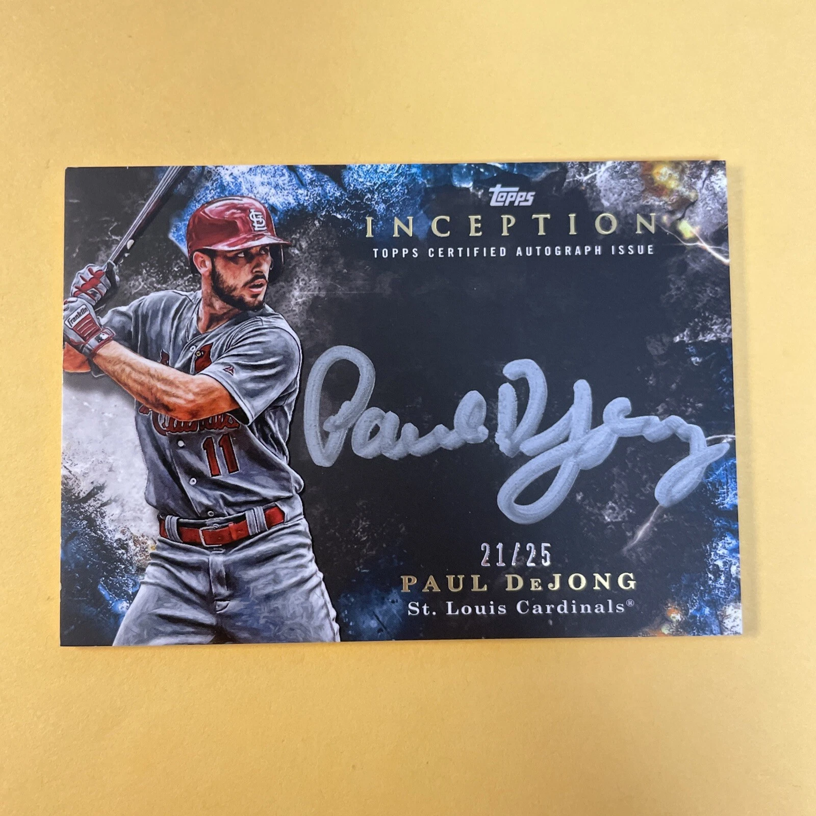 2018 Topps Inception Inception Silver Signings Gold /25 Paul DeJong #SS-PD Auto