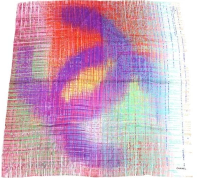 Chanel Scarf 17S Logo Blue x Red x Multicolor 100% Silk Ladies Made in Italy - Image 1 of 4