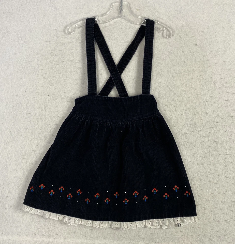 VTG 90s Corduroy Jumper Skirt Overalls Sz 5 - 90s Girls Midnight Blue USA Pooh - Image 1 of 4