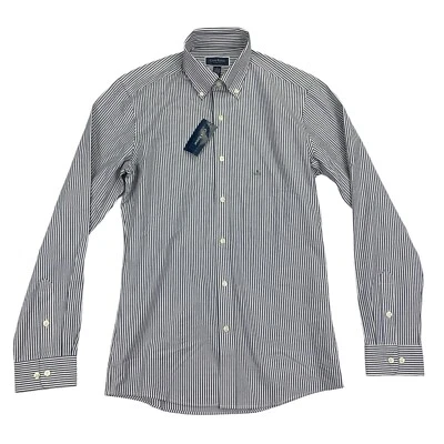 Club Room Mens Slim Fit 4-Way Stretch Striped Dress Shirt White Navy 14-14.5 - Image 1 of 4