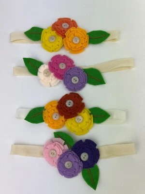 Juego de 4 diademas florales para bebé niña corona de flores recién nacido niño hecho a mano Foto 1 de 4