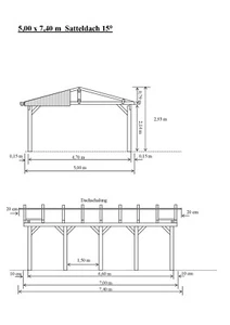 Carport 5,00 x 7,40 m Satteldach 15° Leimholz Si Doppelcarport  ab Werk !! - Bild 1 von 12