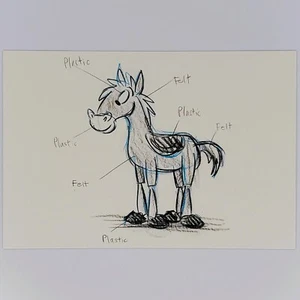 Toy Story 2 Postcard Bullseye Disney Pixar Ash Brannon Pencil Concept Art Horse - Picture 1 of 2