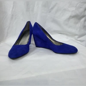 Bandolino Womens Preppy Blue Suede Leather Transpose Career Wedge Pump Sz 9.5M - Picture 1 of 8