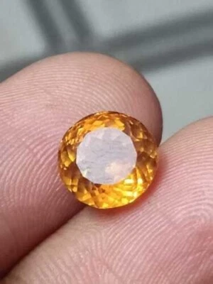 Natural 6.30 Ct Untreated Yellow Sapphire Round Shape Certified Loose Gemstone - Image 1 of 4