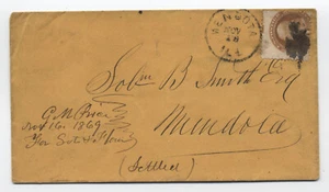 1869 Mendota IL #112 1 Cent 1869 Cover Drop Rate [6895] - Bild 1 von 3