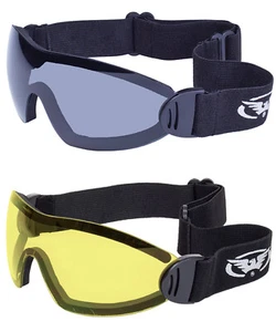 2 Pairs of Global Vision Flare Goggles 1 Smoked & 1 Yellow Tinted & 2 Pouches - Picture 1 of 9
