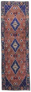 Rost & Marine Tribal Boho Orientalisch Wolle Läufer Teppich Flur Küchenteppich 3X8 ft - Bild 1 von 16