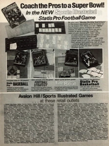 1982 Vintage Print Ad Avalon Hill Sports Illustrated Statis Pro Football Game - Bild 1 von 2