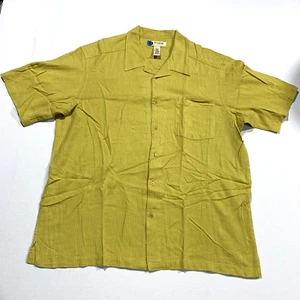 Vintage 90s Fink Clothing Button Up Short Sleeve Shirt Men's XL Yellow Textured - Picture 1 of 10