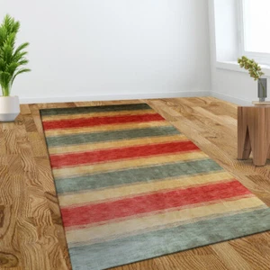 Hand Knotted Loom Wool 5'x8' Area Rug Contemporary Green Gold BBH Homes BBL00204 - Picture 1 of 8