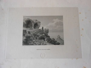 1828 INCISIONE SU ACCIAIO TURPIN CAPRI RESTI DEL PALAZZO DI TIBERIO CAMPANIA - Foto 1 di 1