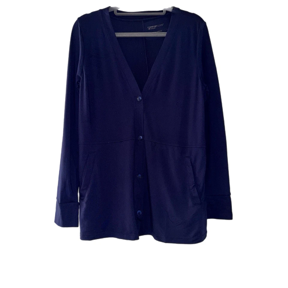 Cárdigan Cuddl Duds Flexwear Botón Delantero-Azul Marino Nuevo Sin Etiquetas Foto 1 de 4