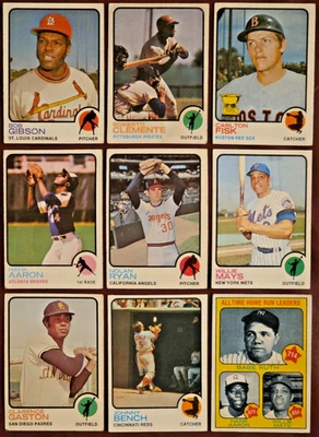 Lote 1973 Topps HOF (9) Ryan Aaron Mays Clemente Fisk Gibson ¡Más! L/M Gr Foto 1 de 2