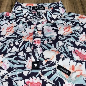 Bad Birdie Polo Golf Shirt Mens Small Floral TropicalAll Over Print Performance - Picture 1 of 6