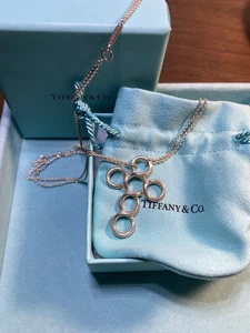 Tiffany & Co Sterling Silver Cross Circle Necklace 18.5 Double Chain ✨ - Picture 1 of 5