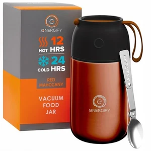 Food Jar Wide Mouth 24Oz Soup Thermo with Folding Spoon Thermal Lunch Containe - Picture 1 of 8