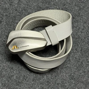 J Lindeberg Gürtel Herren 38 105 cm weiß Leder silberne Schnalle Golf Made in Sweden - Bild 1 von 7